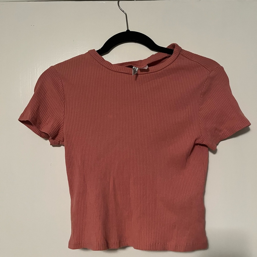 Ribbed Mauve Short Sleeve Top